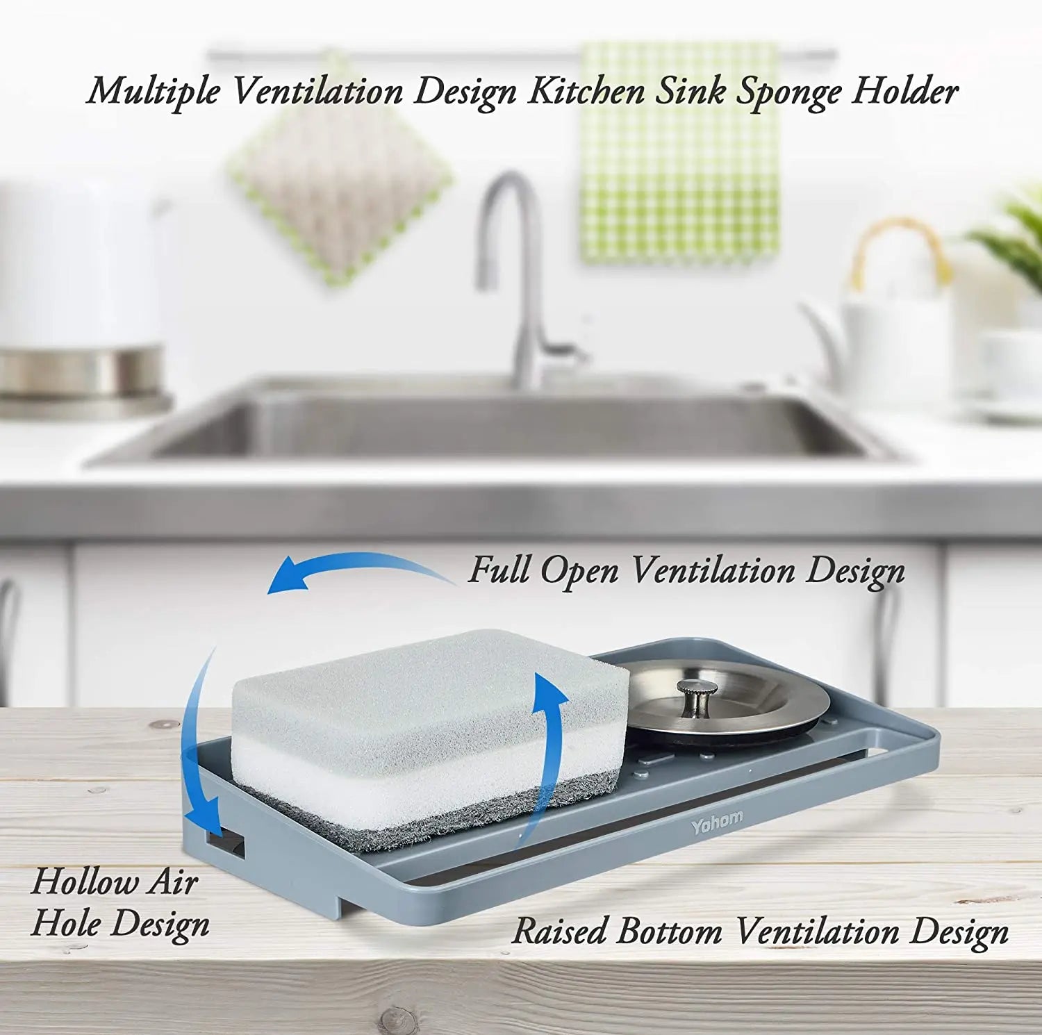 YOHOM Kitchen Sink Sponge Holder Organizer for Countertop with Suction Cups Pattan Australia